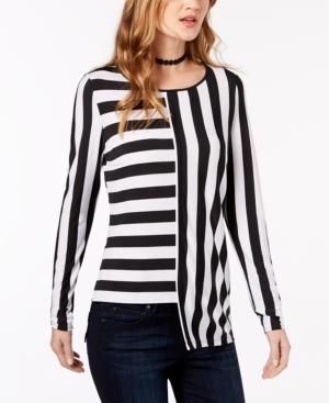 Inc International Concepts Striped Asymmetrical Top, Created For Macy's