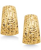 Crystal-cut Domed Hoop Earrings In 14k Gold
