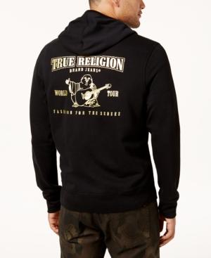 True Religion Men's Gold Double Puff Metallic Logo-print Hoodie