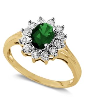 10k Gold Ring, Emerald (7/8 Ct. T.w.) And White Diamond Accent Oval Ring