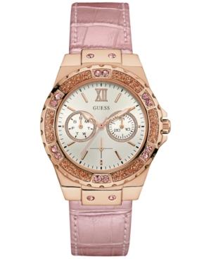 Guess Women's Metallic Pink Leather Strap Watch 39mm U0775l3