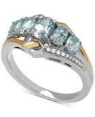 Aquamarine (1-1/10 Ct. T.w.) And Diamond Accent Ring In Sterling Silver And 14k Gold