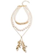 Carolee Gold-tone Imitation Pearl Choker Lariat Necklace