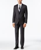 Dkny Men's Slim-fit Charcoal And Brown Plaid Suit