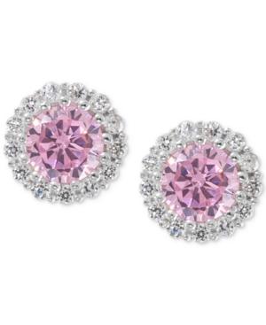 Giani Bernini Sterling Silver Pink Cubic Zirconia Halo Stud Earrings, Only At Macy's