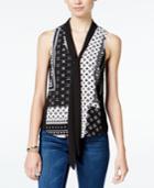 Miss Chievous Juniors' Printed Tie-neck Blouse