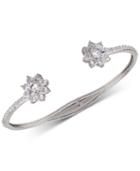 Nina Silver-tone Crystal Flower Cuff Bracelet