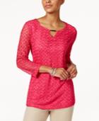Jm Collection Crochet-lace Keyhole Top, Created For Macy's