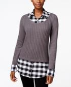 Style & Co Petite Layered-look Sweater, Only At Macy's