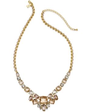 Kate Spade New York Gold-tone Pink Stone Frontal Necklace