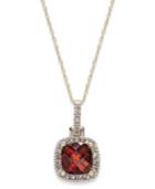 10k Gold Garnet (1-3/4 Ct. T.w.) And Diamond Accent Pendant Necklace