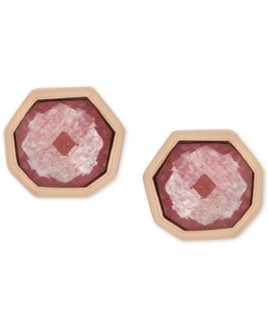 Vince Camuto Rose Gold-tone Hexagon Stone Stud Earrings
