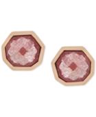 Vince Camuto Rose Gold-tone Hexagon Stone Stud Earrings