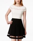 Teeze Me Illusion Cap Sleeve Fit & Flare Dress
