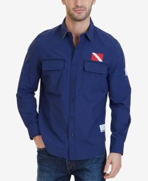 Nautica Men's Classic Fit Heritage Logo Ripstop Long-sleeve Shirt