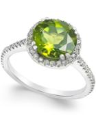 Peridot (2-1/2 Ct. T.w.) And Diamond (1/4 Ct. T.w.) Ring In 14k White Gold