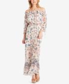 Jessica Simpson Juniors' Dahlia Printed Off-the-shoulder Maxi Dress
