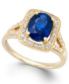 Manufactured Diffused Sapphire (1-9/10 Ct. T.w.) And Diamond (1/4 Ct. T.w.) Ring In 14k Gold
