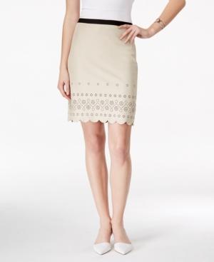Karen Kane Faux-suede Scallop-hem Pencil Skirt