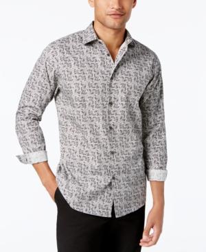 Tallia Men's Slim-fit Black Abstract Paisley-print Dress Shirt