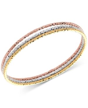 3-pc. Set Tri-color Bangle Bracelets In 14k Gold, White Gold & Rose Gold