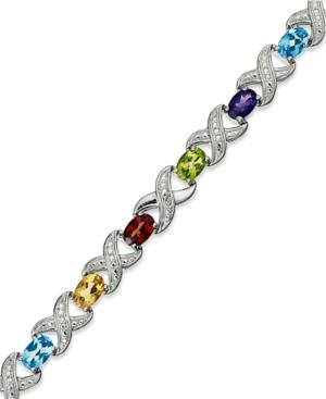 Multi Stone (6-1/2 Ct. T.w.) And Diamond Accent Xo Bracelet In Sterling Silver