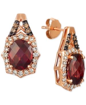 Le Vian Rhodolite Garnet (4 Ct. T.w.) & Diamond (5/8 Ct. T.w.) Stud Earrings In 14k Rose Gold