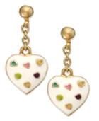 Lily Nily Children's 18k Gold Over Sterling Silver Enamel Heart Drop Earrings