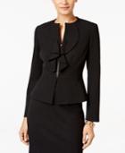 Kasper Stretch Crepe Ruffle-front Jacket
