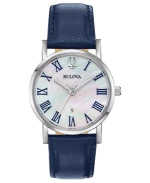 Bulova Women's American Clipper Navy Leather Strap Watch 32mm