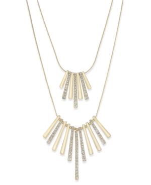 Inc International Concepts Gold-tone Pave Crystal Metal Fringe High-low Necklace, Only At Macy's