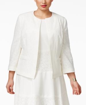 Kasper Plus Size Lace Open-front Jacket