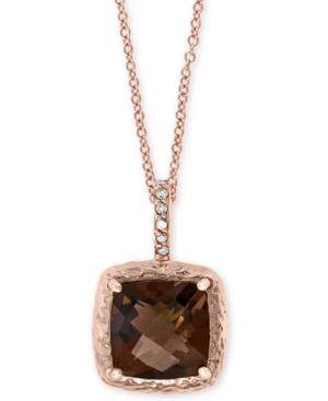 Final Call By Effy Smoky Quartz (3-1/3 Ct. T.w.) & Diamond Accent Pendant Necklace In 14k Rose Gold