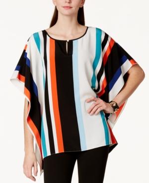 Vince Camuto Striped Keyhole Poncho Top