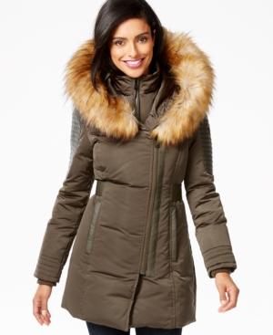 1 Madison Expedition Faux-fur-trim Layered Asymmetrical Down Coat