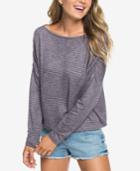 Roxy Your Time Knit Striped Faux-crossover Top