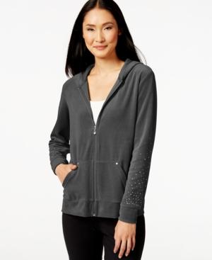 Style & Co. Sport Embellished Velour Hoodie, Only At Macy's