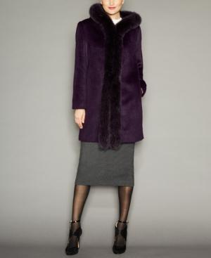 Fox-fur-trim Hooded Alpaca-blend Coat