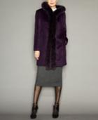 Fox-fur-trim Hooded Alpaca-blend Coat