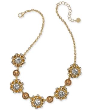 Charter Club Gold-tone Stone & Crystal Cluster Pinwheel Cluster Collar Necklace, 17 + 2 Extender, Created For Macy's