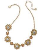 Charter Club Gold-tone Stone & Crystal Cluster Pinwheel Cluster Collar Necklace, 17 + 2 Extender, Created For Macy's