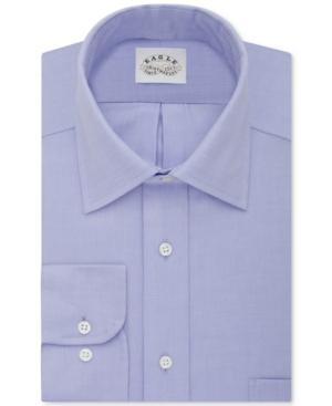 Eagle Men's Non-iron Classic-fit Flex Collar Blue Solid Dress Shirt