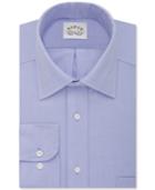 Eagle Men's Non-iron Classic-fit Flex Collar Blue Solid Dress Shirt