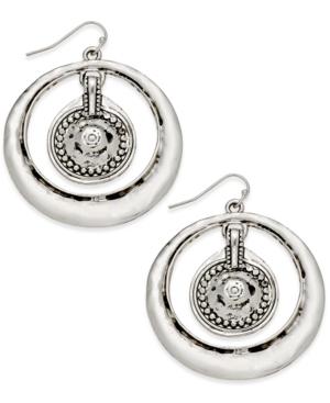 Silver-tone Metalworked Orbit Hoop Earrings