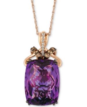 Le Vian Grape Amethyst (9-3/4 Ct. T.w.), Chocolate Diamond (1/4 Ct. T.w.) And Vanilla Diamond Accent 18 Pendant Necklace In 14k Rose Gold