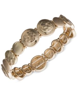 Lonna & Lilly Gold-tone Hammered Disc Stretch Bracelet
