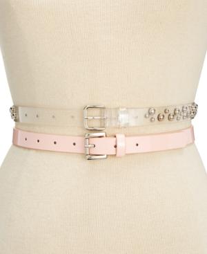 Steve Madden 2-for-1 Clear Studded & Patent Belts