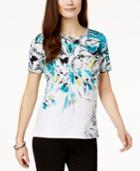 Alfred Dunner Play Date Printed Embellished Top