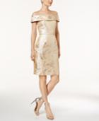 Calvin Klein Brocade Off-the-shoulder Sheath Dress, Available In Regular & Petite