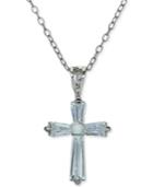 Giani Bernini Cubic Zirconia Baguette Cross Pendant Necklace In Sterling Silver, Only At Macy's